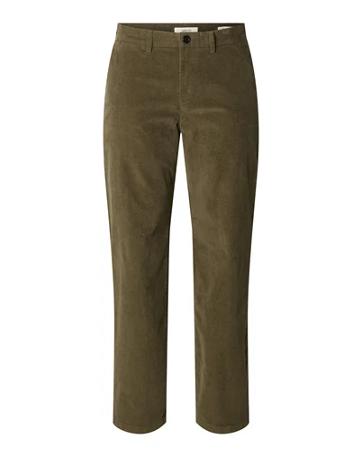 Selected - SLM196 Straight Miles Cord Bukser - Forest Night 